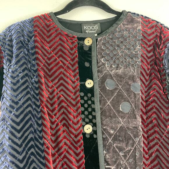 Koos Of Course Velvet Burnout QVC Quilted Jacket Silk Blend Women's Size Small - Picture 2 of 15